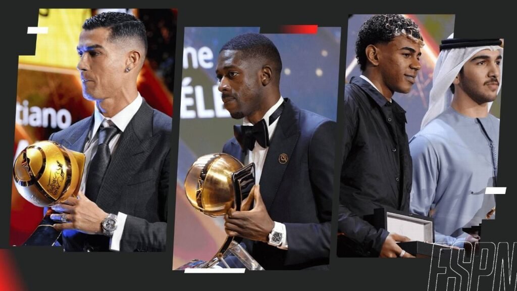 Premios Globe Soccer 2025: Dembélé brilla como el mejor y CR7 junto a Lamine Yamal también reciben reconocimientos